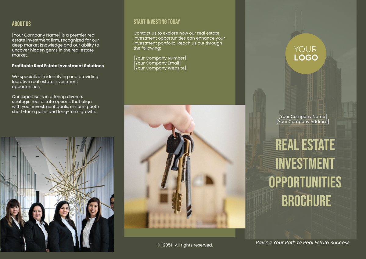 Free Real Estate Investment Opportunities Pamphlet Template