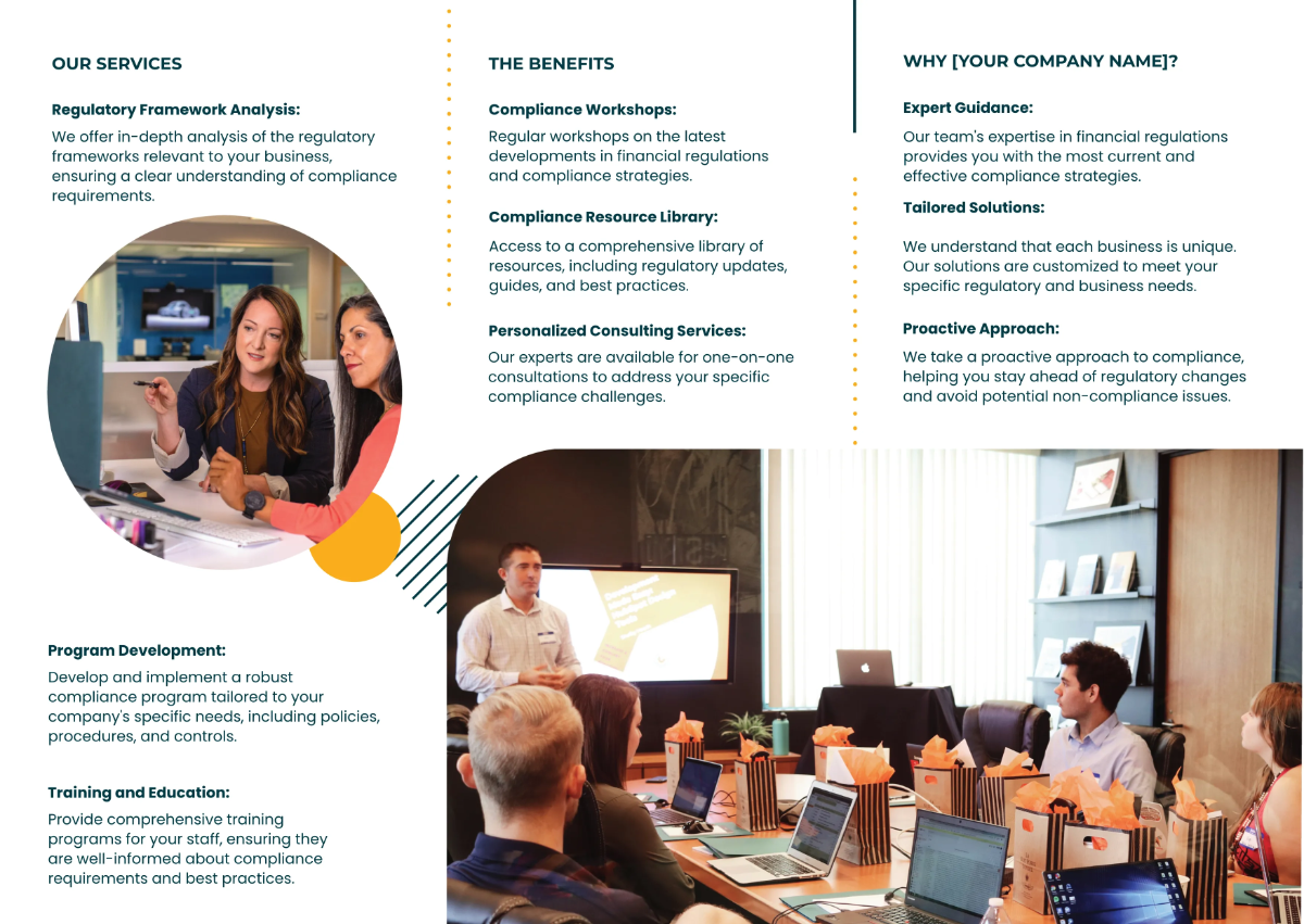 Free Financial Regulations Compliance Pamphlet Template to Edit Online