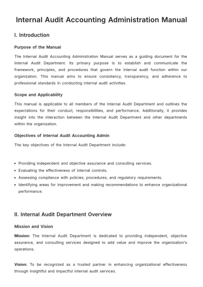 Free Internal Audit Accounting Administration Manual Template to Edit Online