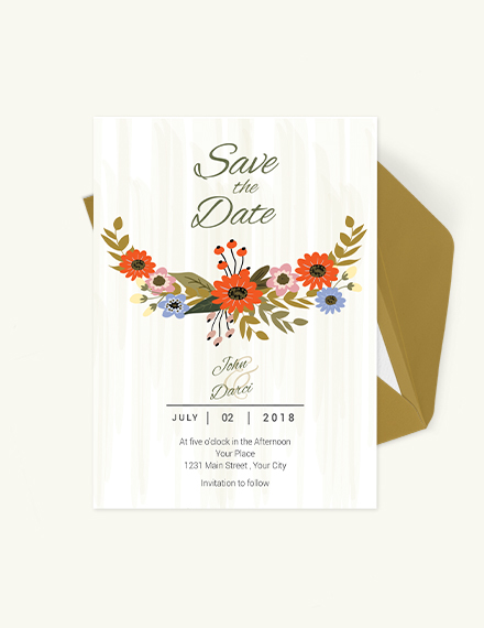 Free Small Flower Wedding Save The Date Card Template to Edit Online
