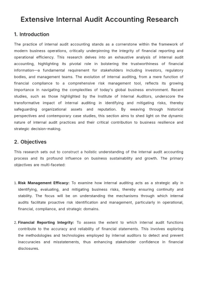 Free Extensive Internal Audit Accounting Research Template to Edit Online