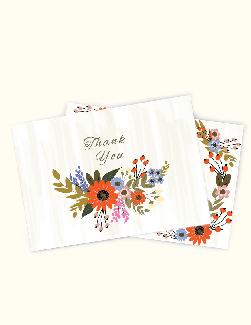 Small Flower Wedding Thank You Card Template