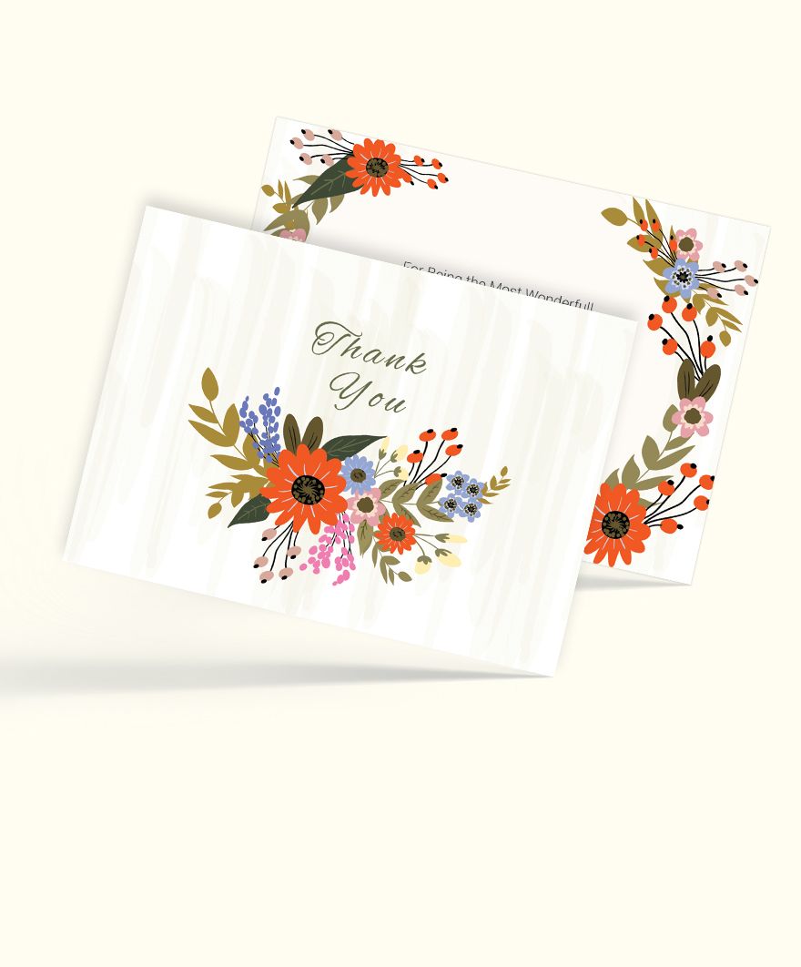 Small Flower Wedding Thank You Card Template