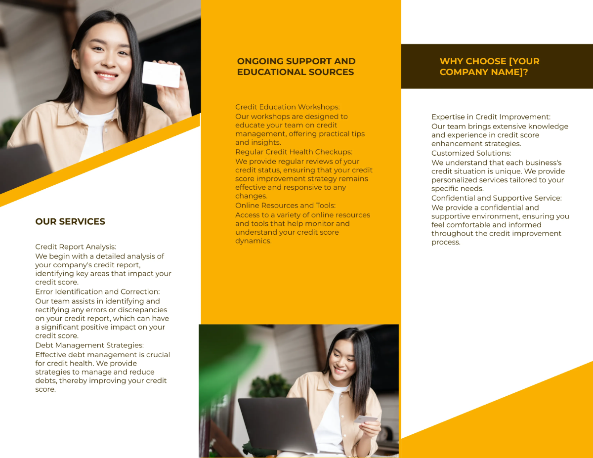 Free Credit Score Improvement Guide Brochure Template to Edit Online