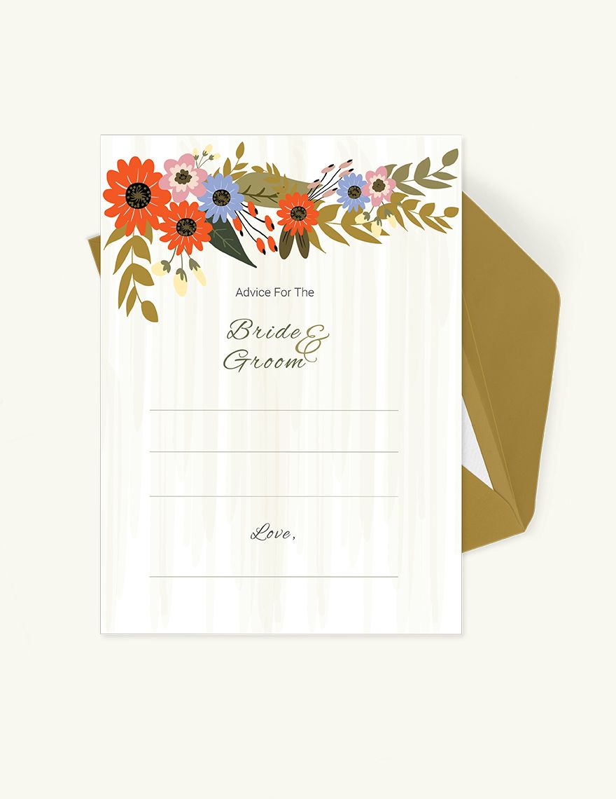 Small Flower Wedding Advice Card Template