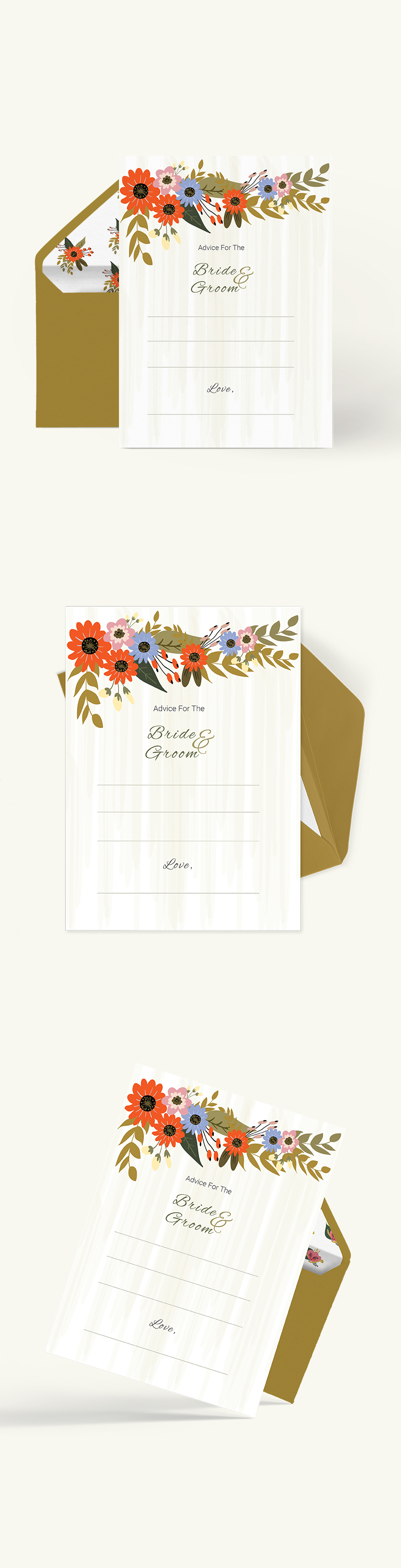 Free Small Flower Wedding Advice Card Template