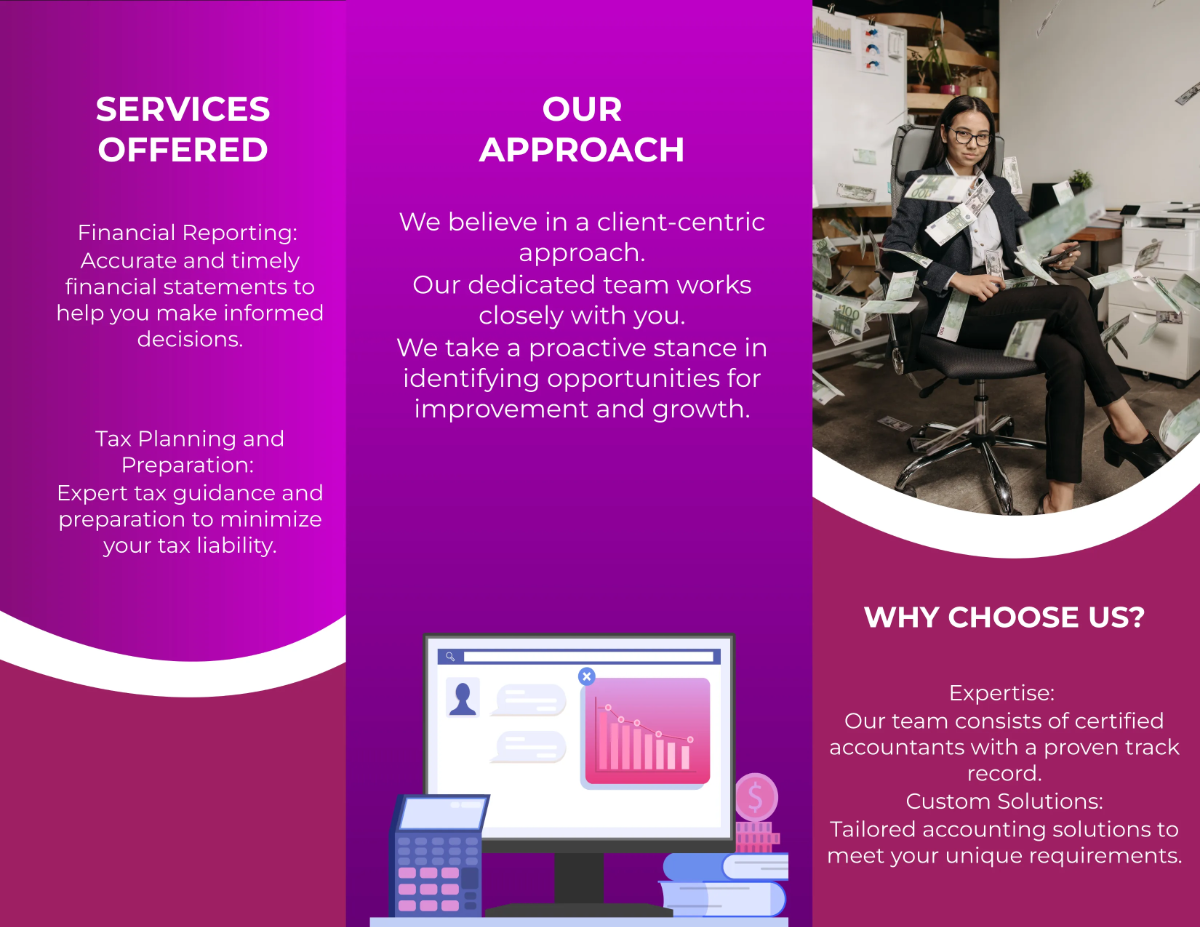 Free Comprehensive Accounting Services Brochure Template to Edit Online