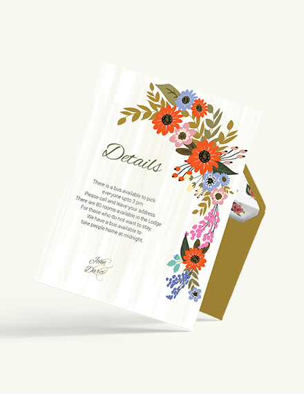 Free Small Flower Wedding Details Card Template to Edit Online