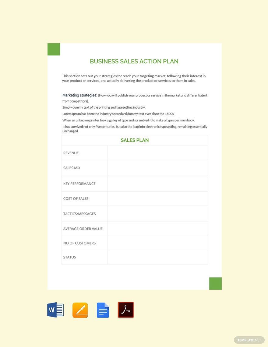 Business Sales Action Plan Template