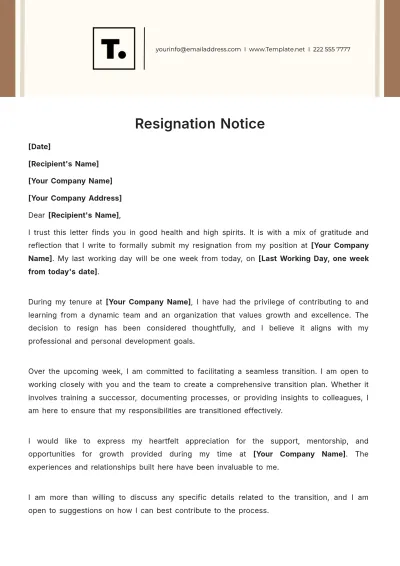 Free 1 Week Notice Template to Edit Online
