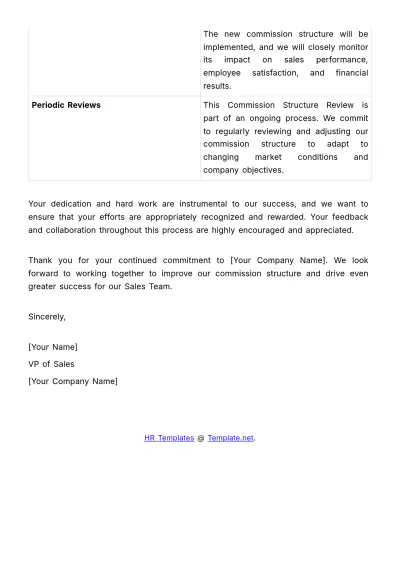 Free Commission Structure Review HR Template to Edit Online