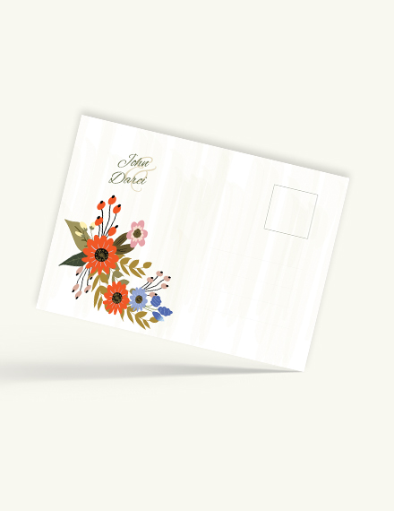 Free Small Flower Wedding Post Card Template to Edit Online