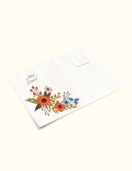 Free Small Flower Wedding Post Card Template to Edit Online
