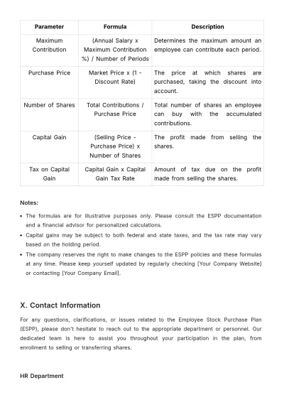 Free Employee Stock Purchase Plan (ESPP) Documentation HR Template to Edit Online