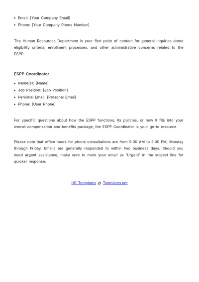 Free Employee Stock Purchase Plan (ESPP) Documentation HR Template to Edit Online