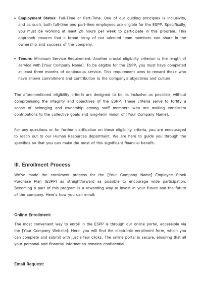 Free Employee Stock Purchase Plan (ESPP) Documentation HR Template to Edit Online