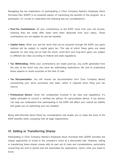 Free Employee Stock Purchase Plan (ESPP) Documentation HR Template to Edit Online