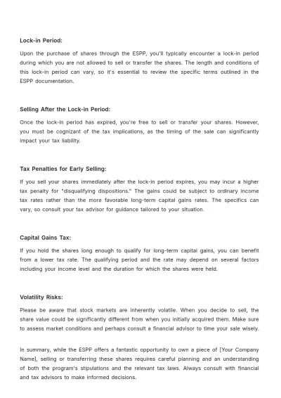 Free Employee Stock Purchase Plan (ESPP) Documentation HR Template to Edit Online