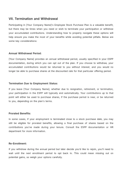 Free Employee Stock Purchase Plan (ESPP) Documentation HR Template to Edit Online