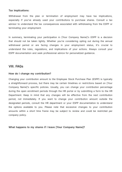 Free Employee Stock Purchase Plan (ESPP) Documentation HR Template to Edit Online