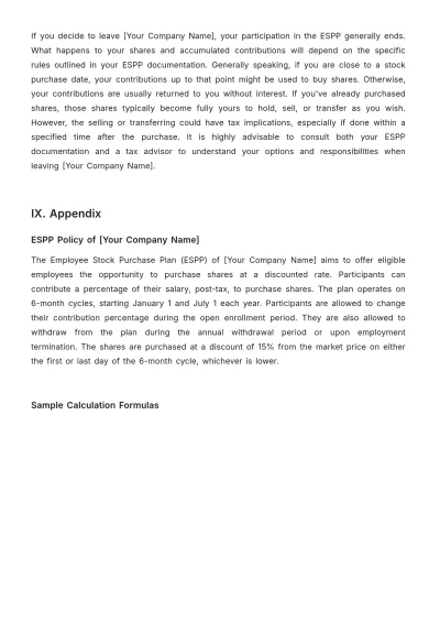 Free Employee Stock Purchase Plan (ESPP) Documentation HR Template to Edit Online