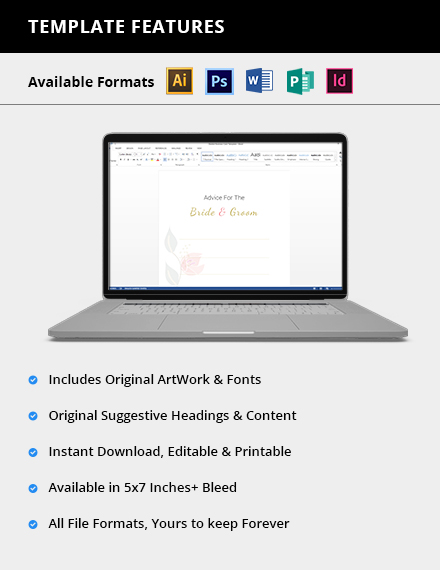 Free Pink Floral Wedding Advice Card Template to Edit Online