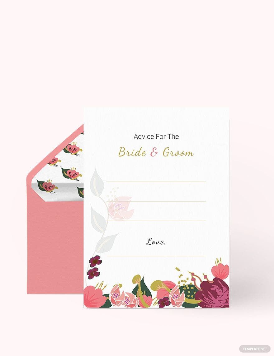 Free Pink Floral Wedding Advice Card Template