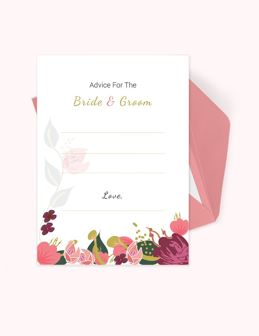Pink Floral Wedding Advice Card