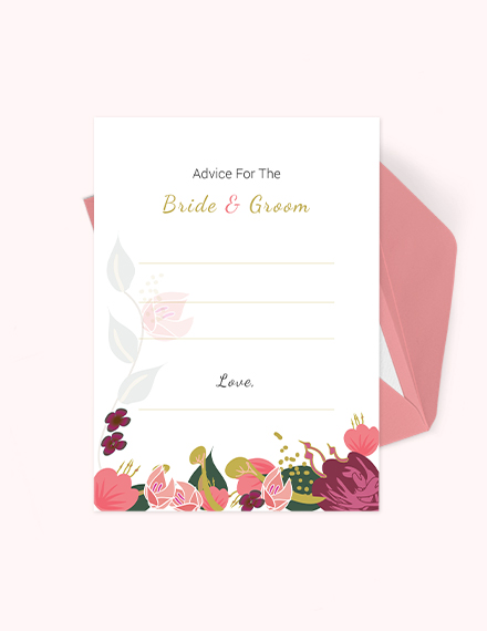Free Pink Floral Wedding Advice Card Template to Edit Online