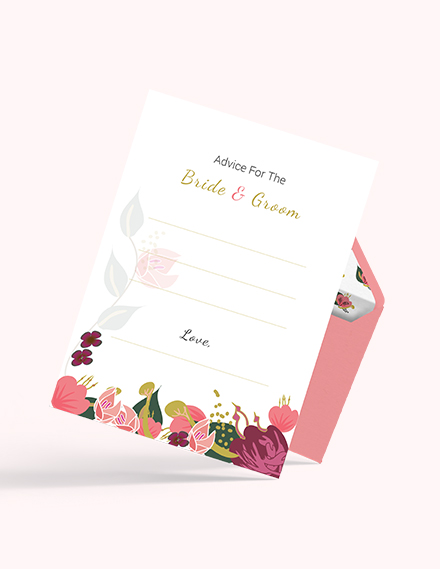 Free Pink Floral Wedding Advice Card Template to Edit Online