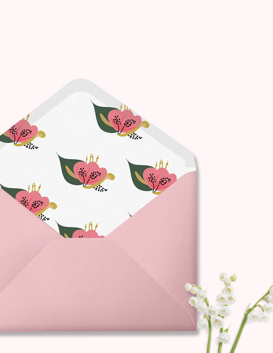 Pink Floral Wedding Envelope Template