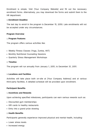 Free Wellness Program Enrollment Notice HR Template to Edit Online
