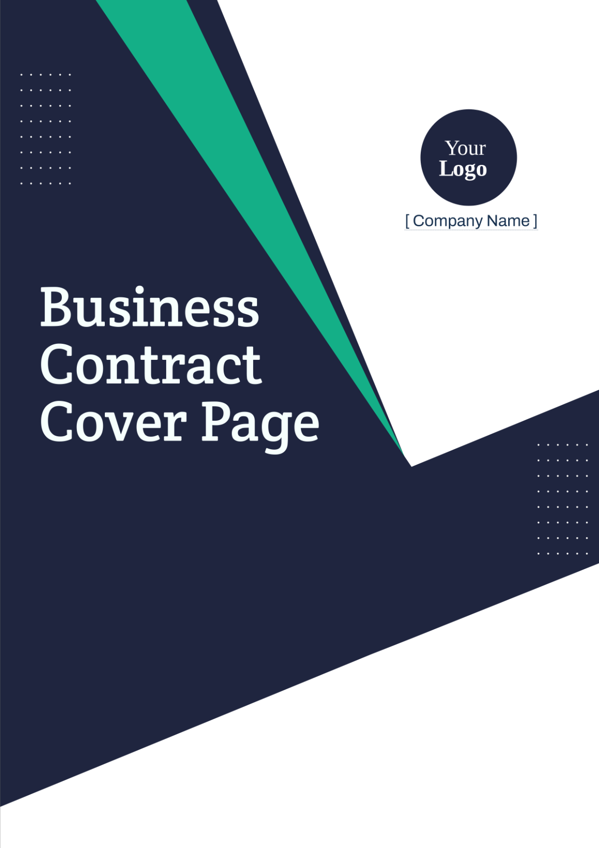 Business Contract Cover Page Template
