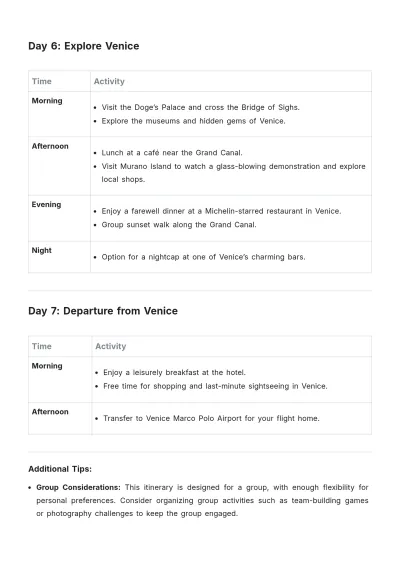 Free Group Trip Itinerary Template to Edit Online