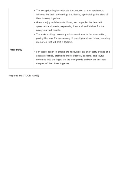 Free Wedding Ceremony Itinerary Template to Edit Online