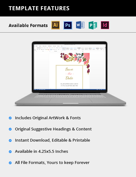 Free Pink Floral Wedding Save The Date Card Template to Edit Online