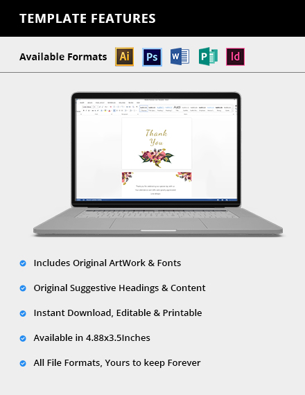 Free Pink Floral Wedding Thank You Card Template to Edit Online