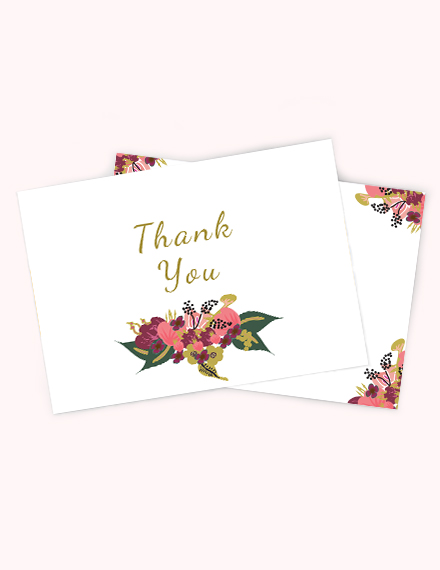 Free Pink Floral Wedding Thank You Card Template to Edit Online
