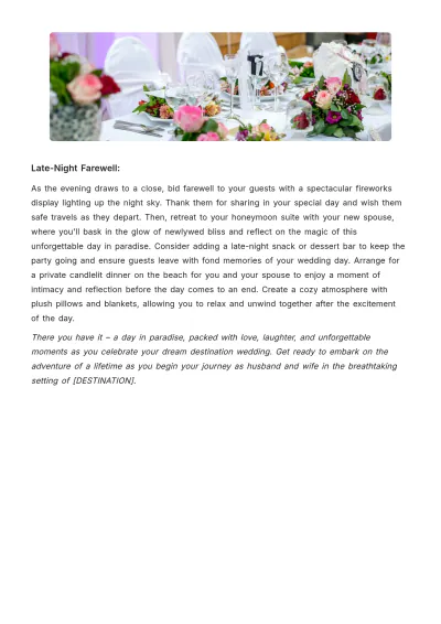 Free Destination Wedding Itinerary Template to Edit Online