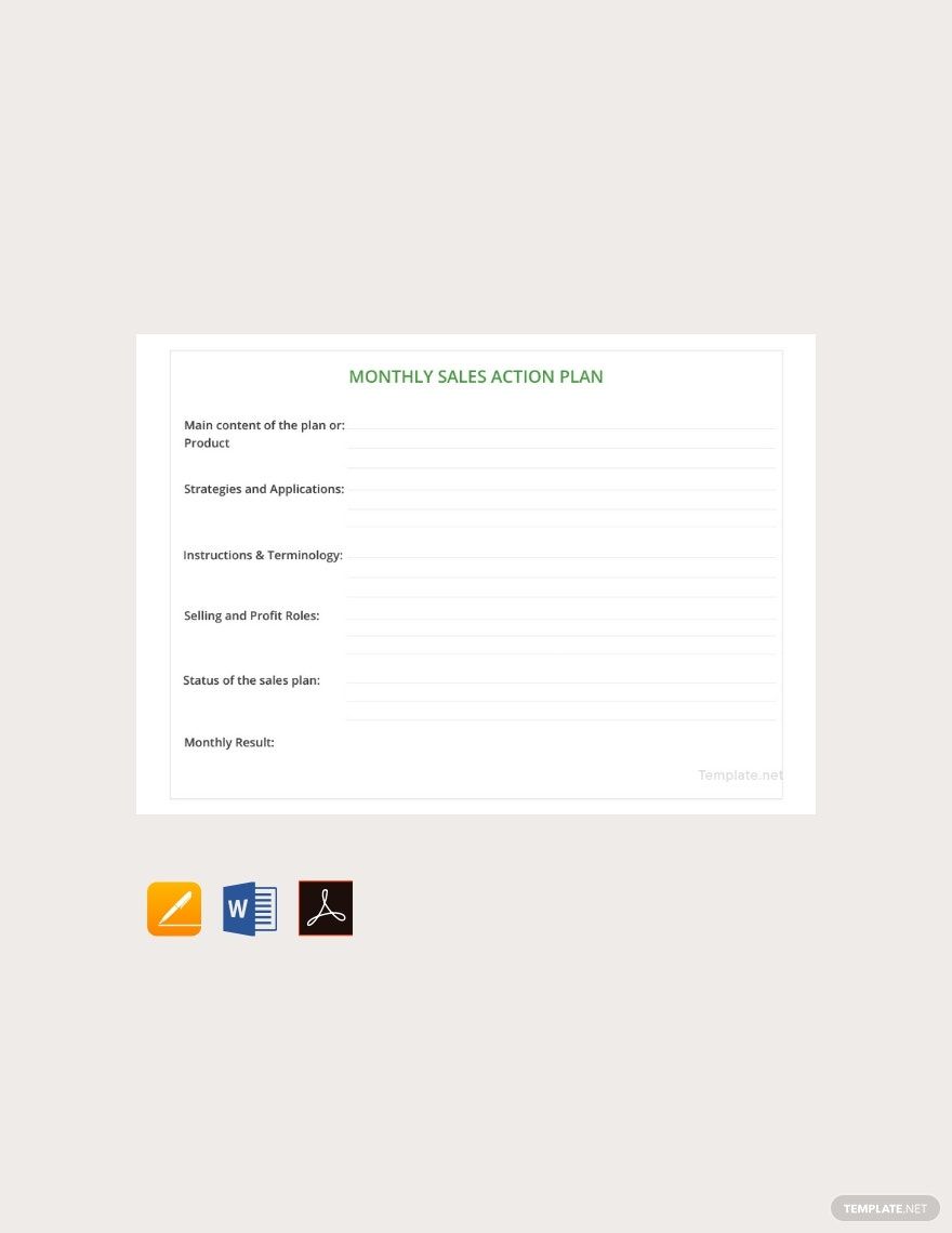 Free Monthly Sales Action Plan Template in Word, Google Docs, PDF, Apple Pages