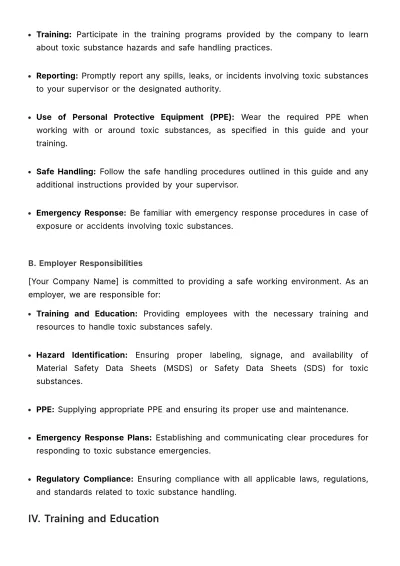 Free Toxic Substance Handling Guide HR Template to Edit Online