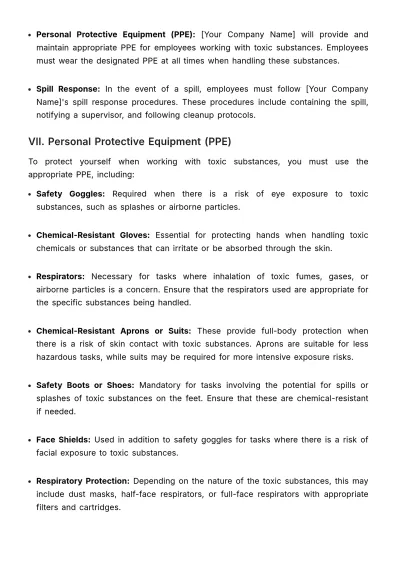 Free Toxic Substance Handling Guide HR Template to Edit Online