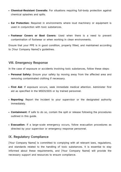 Free Toxic Substance Handling Guide HR Template to Edit Online