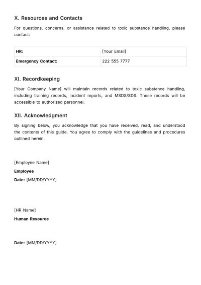 Free Toxic Substance Handling Guide HR Template to Edit Online