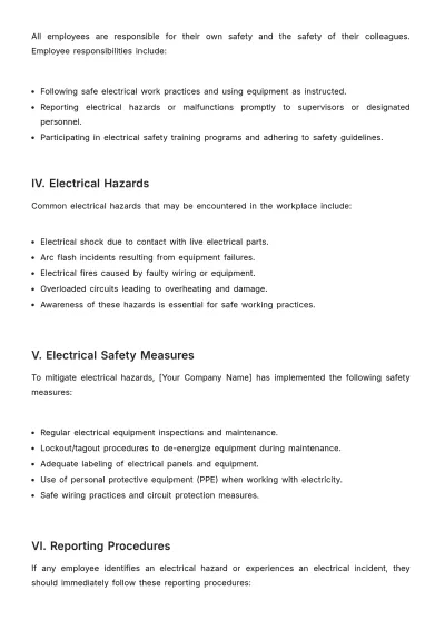 Free Electrical Safety Assessment HR Template to Edit Online
