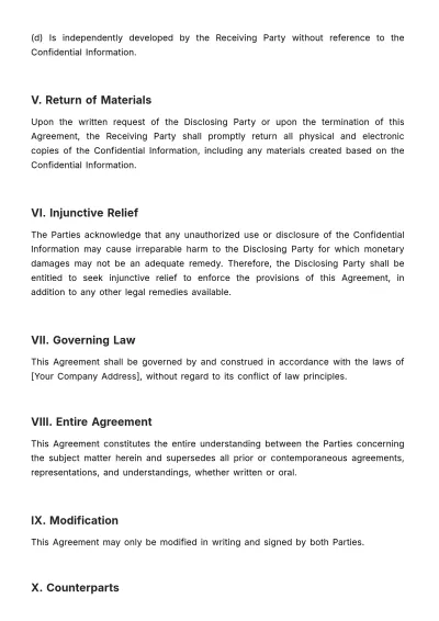 Free Safety Training NDA (Non-Disclosure Agreement) HR Template to Edit Online