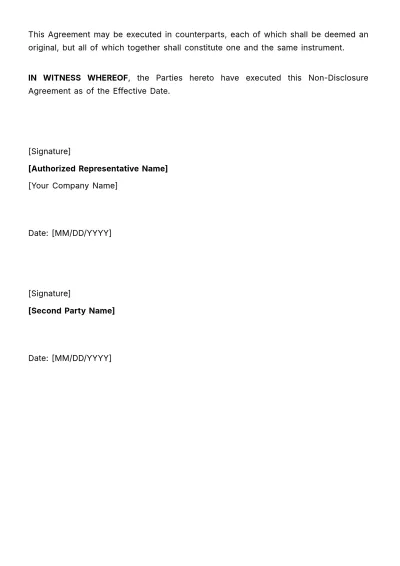 Free Safety Training NDA (Non-Disclosure Agreement) HR Template to Edit Online