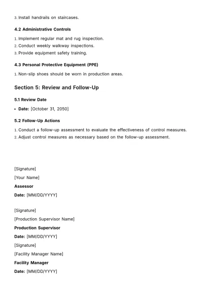 Free Slip, Trip, and Fall Risk Assessment HR Template to Edit Online