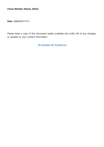 Free Emergency Response Team Roster HR Template to Edit Online