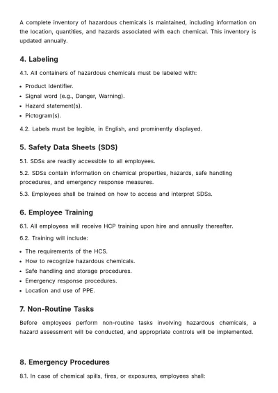 Free Hazard Communication Plan HR Template to Edit Online
